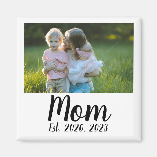 Mom Established Photo Gift Magnet (Framsidan)