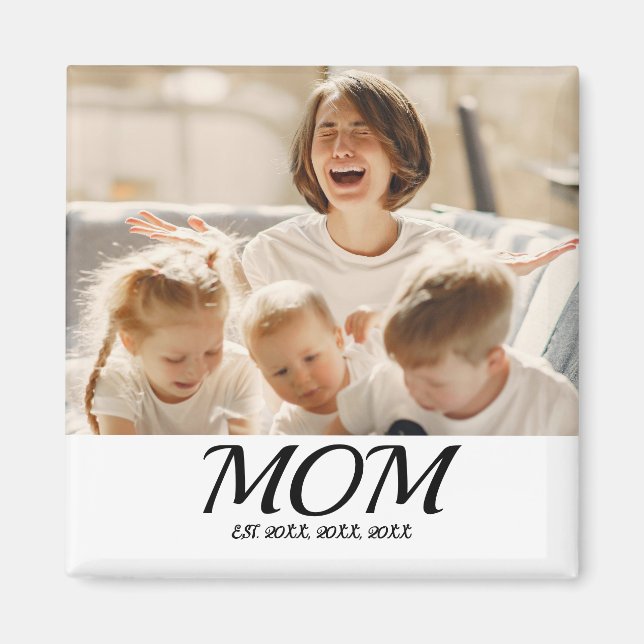 Mom Established Photo Gift Magnet (Framsidan)