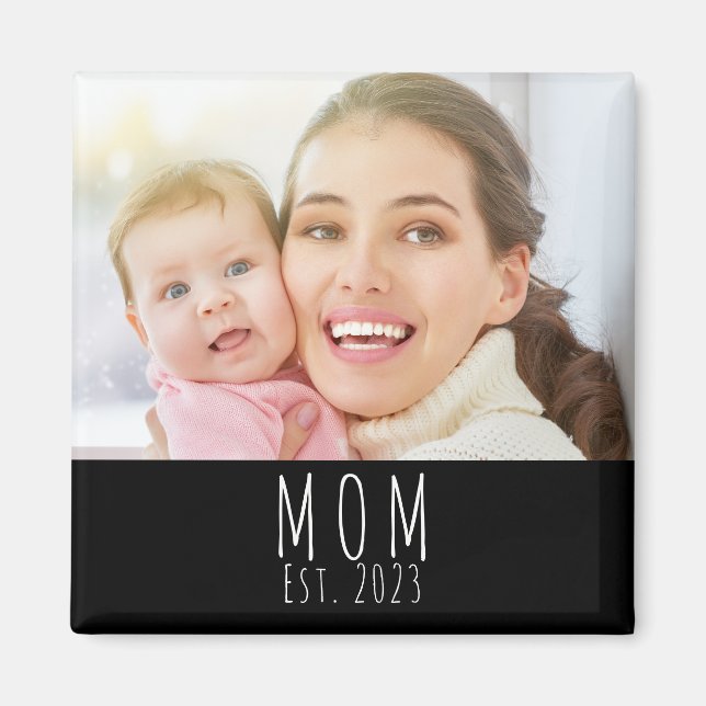 Mom Established Photo Gift Magnet (Framsidan)