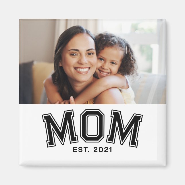 Mom Established Photo Gift Magnet (Framsidan)
