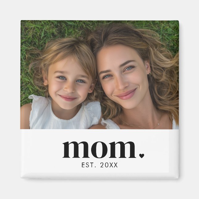 Mom Established Photo Gift  Magnet (Framsidan)