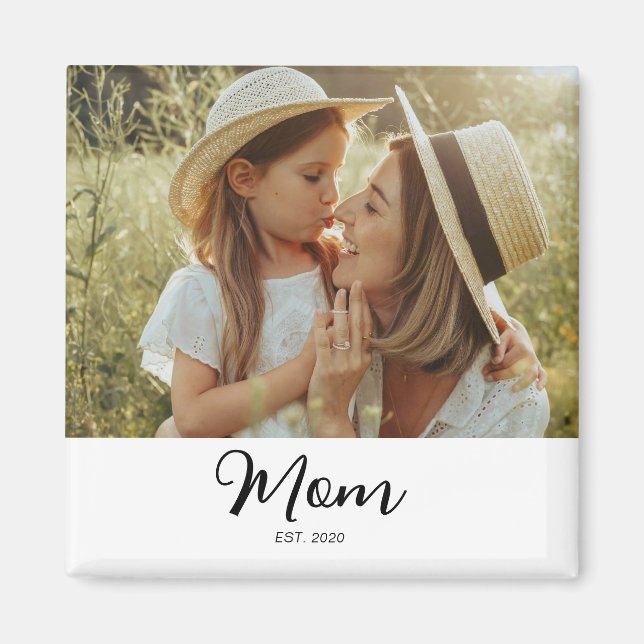 Mom Established Photo Gift  Magnet (Framsidan)