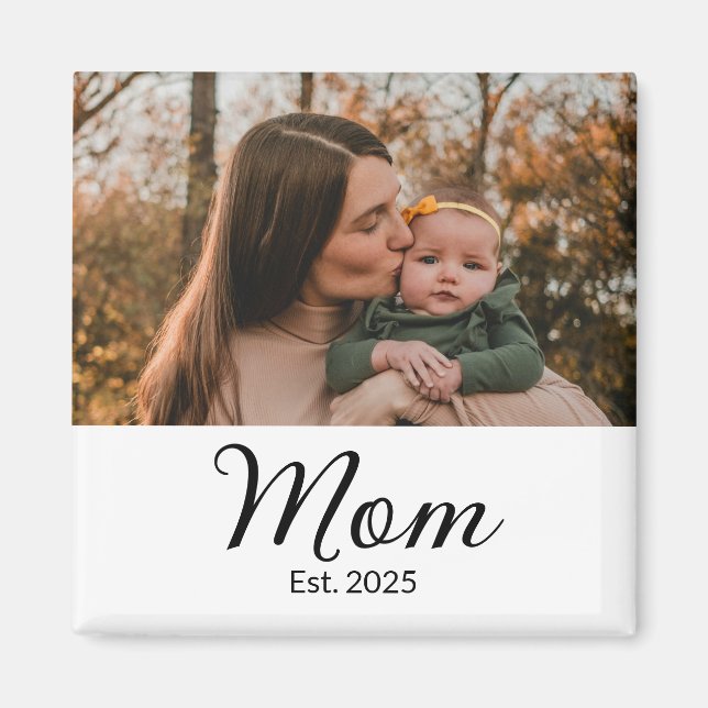 Mom Established Photo Gift Magnet (Framsidan)