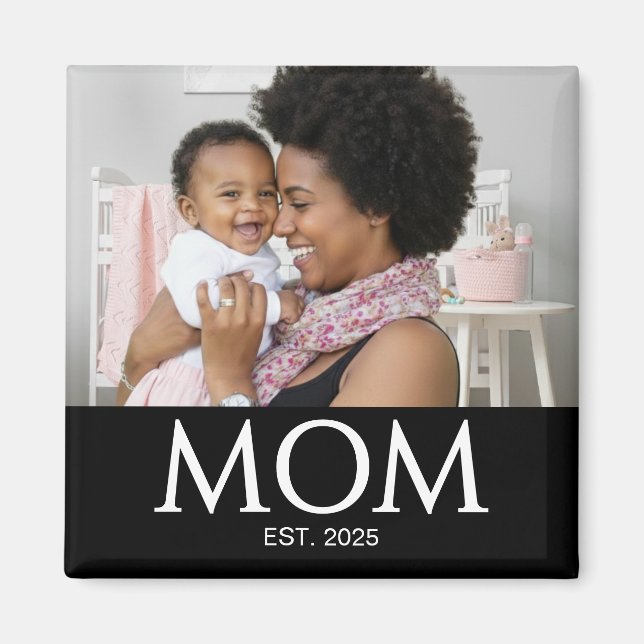Mom Established Photo Gift Magnet (Framsidan)