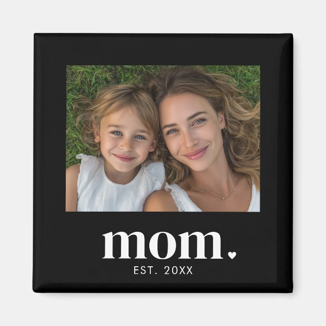 Mom Established Photo Gift  Magnet (Framsidan)