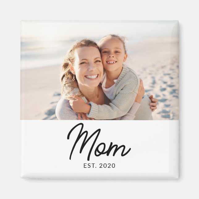 Mom Established Photo Gift Magnet (Framsidan)