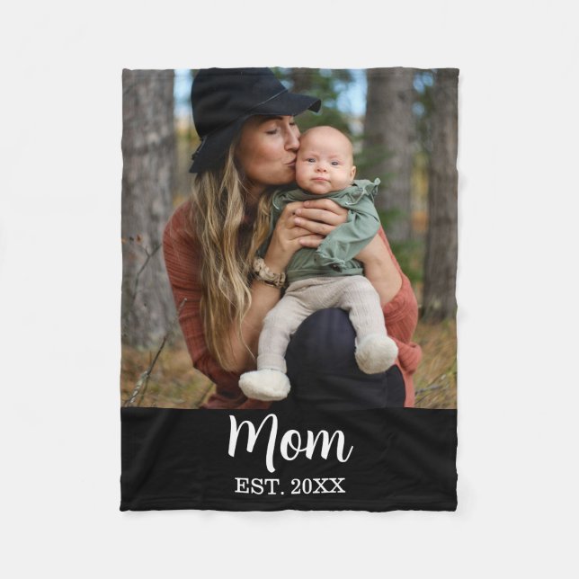 Mom Established Photo Mother's Day  Fleecefilt (Framsidan)