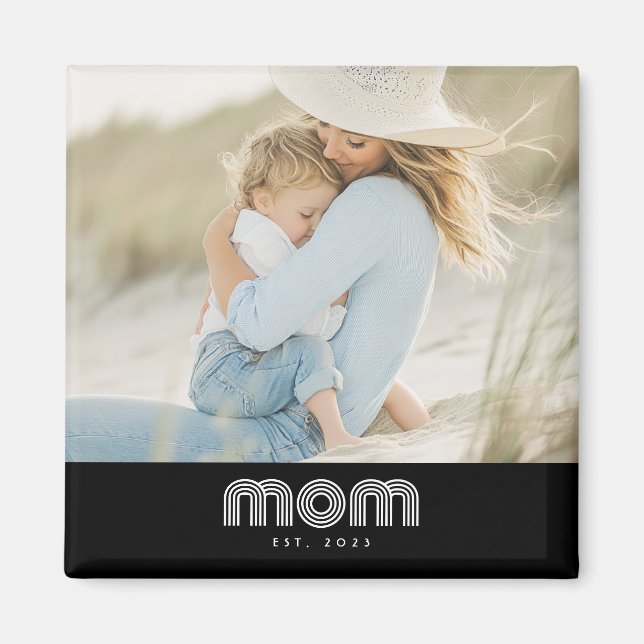 Mom Established Photo Mother's Day Magnet (Framsidan)