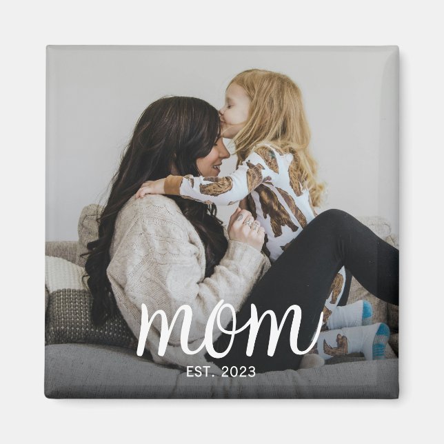 Mom Established Photo Mother's Day Magnet (Framsidan)