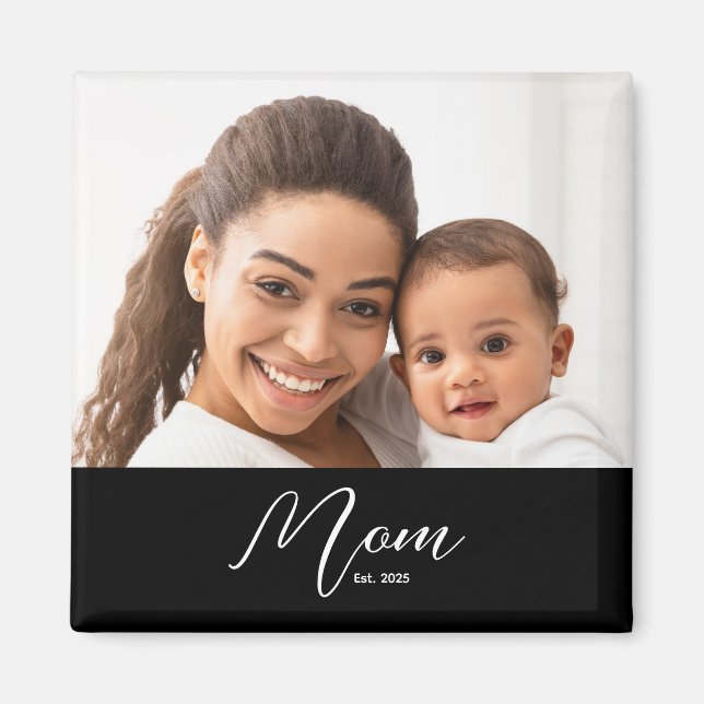 Mom Established Photo Mother's Day Magnet (Framsidan)