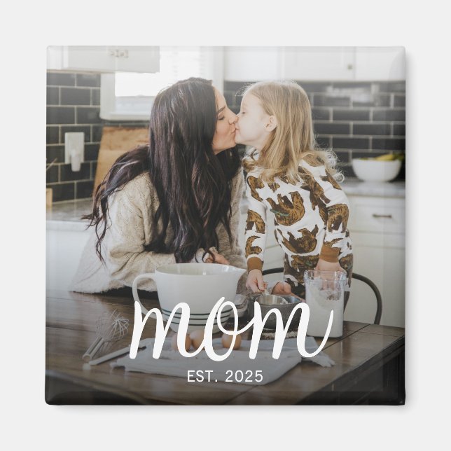 Mom Established Photo Mother's Day Magnet (Framsidan)