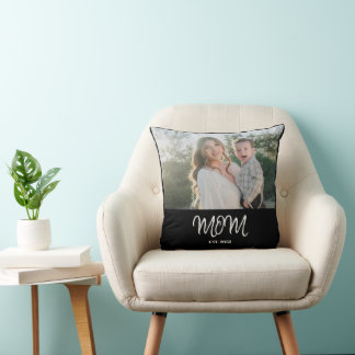 Mom Established, Photo, Script, Throw Pillow Kudde