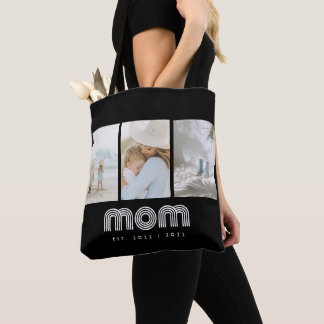 Mom Established Retro Script Black 3 Photo Tygkasse