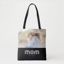 Mom Established Retro Script Black Photo Tygkasse
