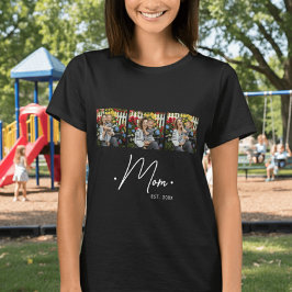 Mom Established Script 3 Photo Black T Shirt