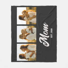 Mom Established Script Black 3 Photo Fleecefilt