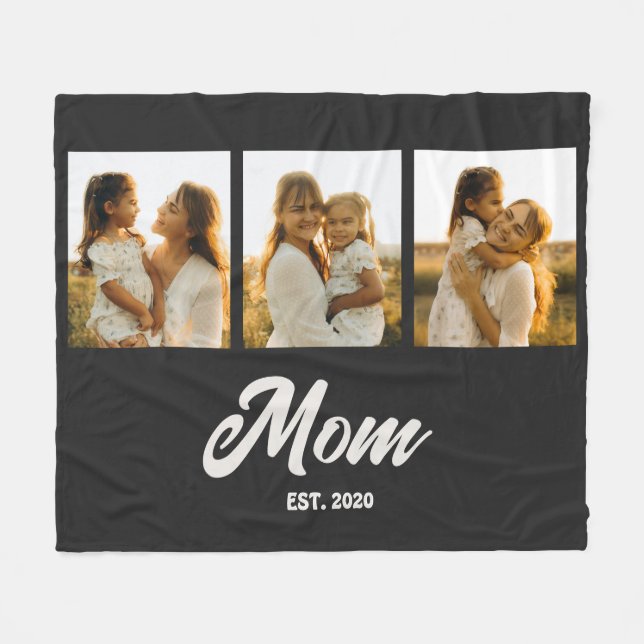 Mom Established Script Black 3 Photo Fleecefilt (Framsidan (Horisontell))