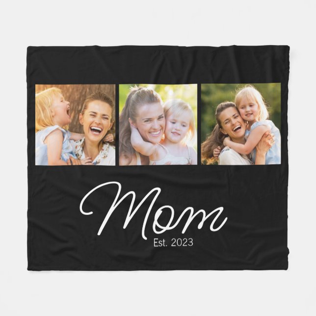 Mom Established Script Black 3 Photo Fleecefilt (Framsidan (Horisontell))
