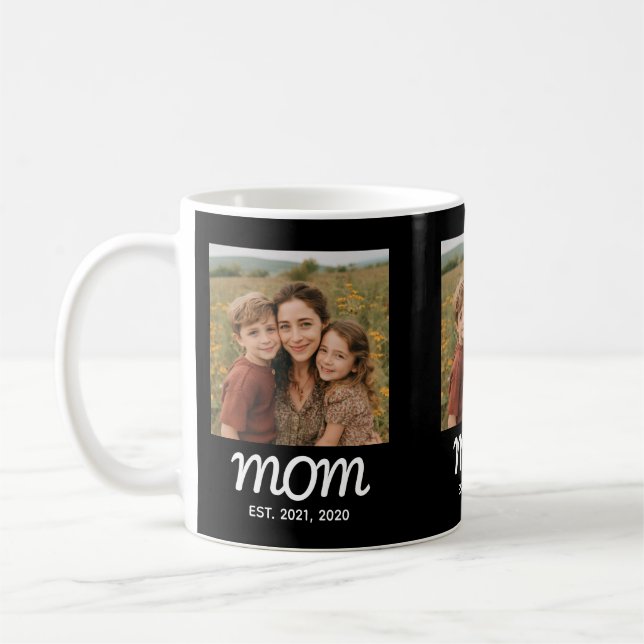 Mom Established Script Black 3 Photo Kaffemugg (Vänster)