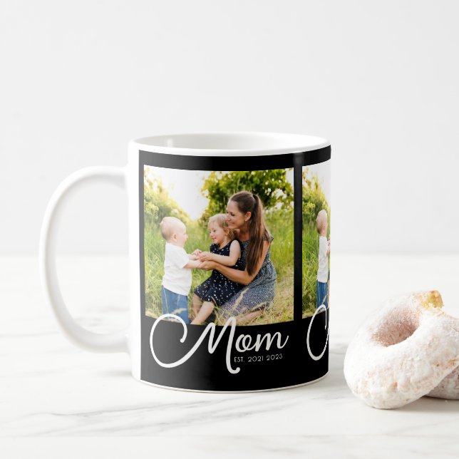 Mom Established Script Black 3 Photo  Kaffemugg (Med munk)