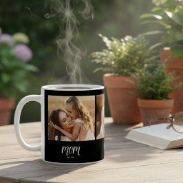 Mom Established Script Black 3 Photo Kaffemugg