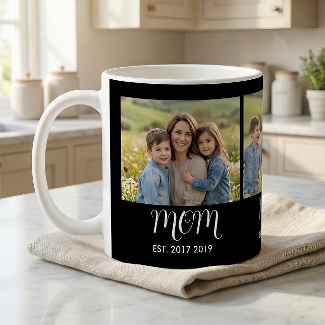 Mom Established Script Black 3 Photo Kaffemugg (Skapare uppladdad)
