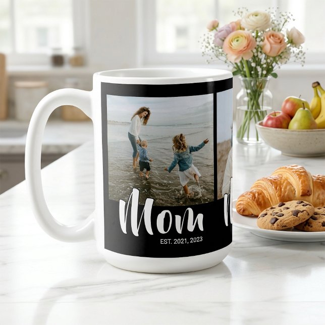 Mom Established Script Black 3 Photo Kaffemugg (Mom Established Script Black 3 Photo Coffee Mug)