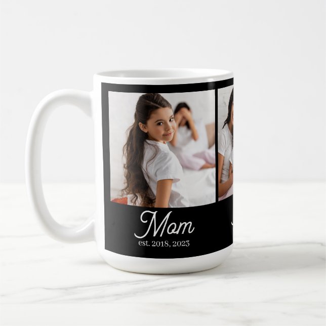 Mom Established Script Black 3 Photo Kaffemugg (Vänster)