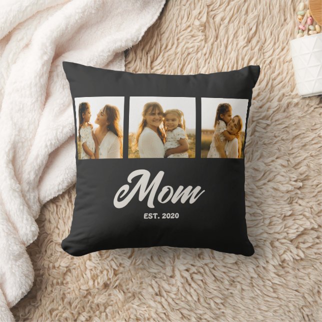 Mom Established Script Black 3 Photo Kudde (Filt)