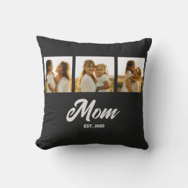 Mom Established Script Black 3 Photo Kudde
