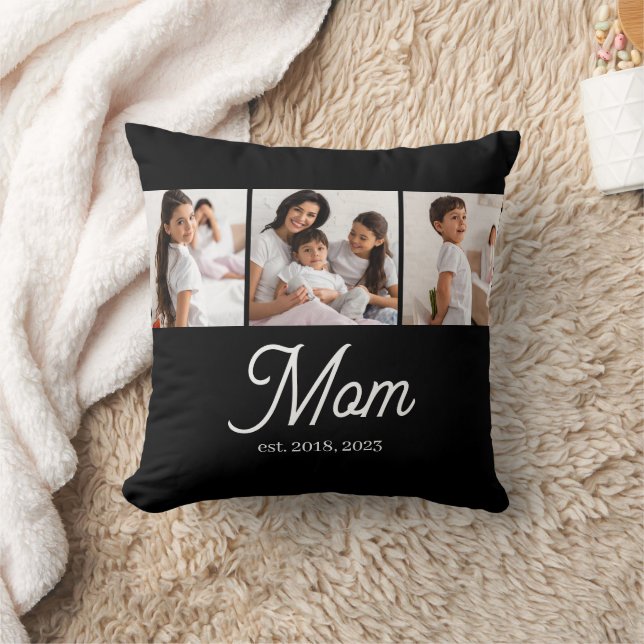 Mom Established Script Black 3 Photo Kudde (Filt)