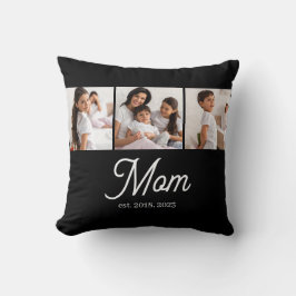 Mom Established Script Black 3 Photo Kudde