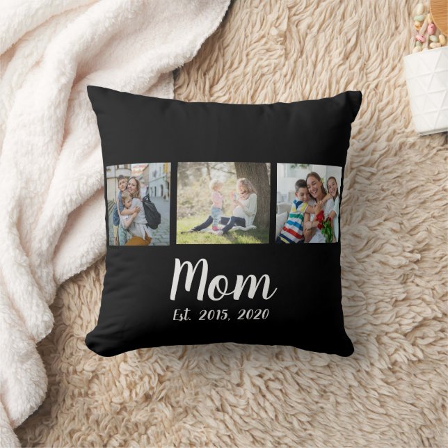 Mom Established Script Black 3 Photo Kudde (Filt)