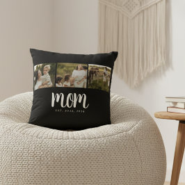 Mom Established Script Black 3 Photo Kudde