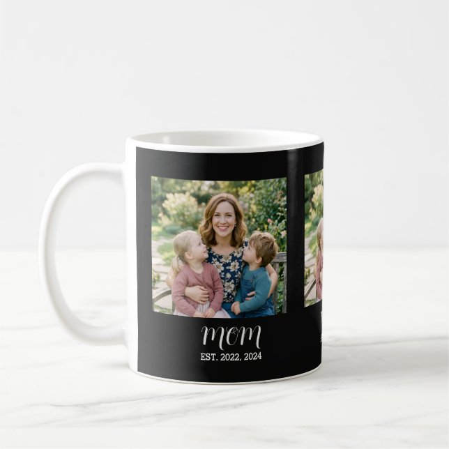 Mom Established Script Black 3 Photo Mug Kaffemugg (Vänster)
