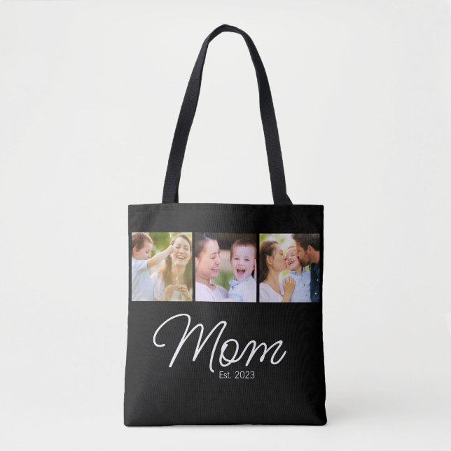 Mom Established Script Black 3 Photo Tygkasse (Framsida)