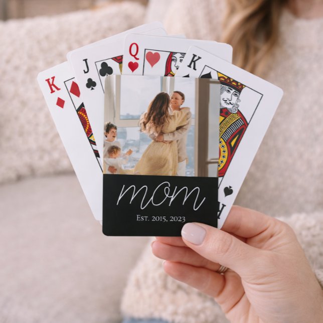 Mom Established Script Black Photo  Casinokort (Skapare uppladdad)