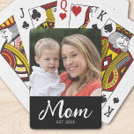Mom Established Script  Black Photo Casinokort<br><div class="desc">Black White Mom Established Script Black Photo Design. Replace the photo with your own of your kids and change the years to the years you became a mom.</div>