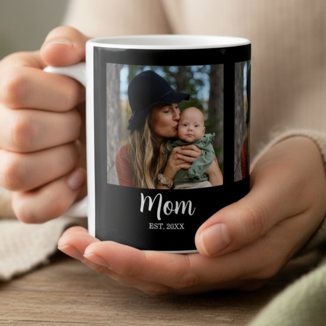 Mom Established Script Black Photo  Kaffemugg (Skapare uppladdad)