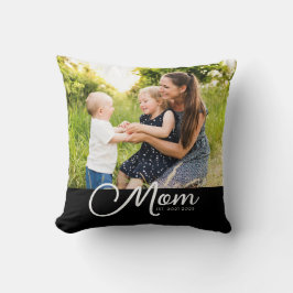 Mom Established Script Black Photo  Kudde