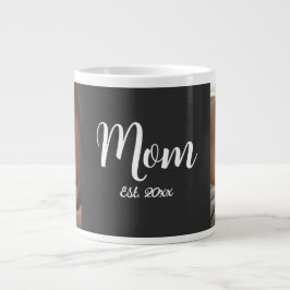 Mom Established Script Black Photo Specialty Mug Jumbo Mugg