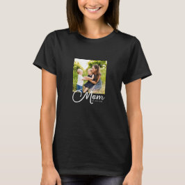 Mom Established Script Black Photo  T Shirt