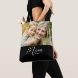 Mom Established Script Black Photo Tygkasse<br><div class="desc">Black White Mom Established Script Black Photo Design. Replace the photo with your own of your child or children and change the year(s) to the year(s) you became a mom.</div>