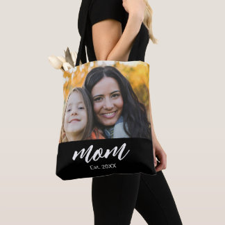 Mom Established Script Black Photo Tygkasse