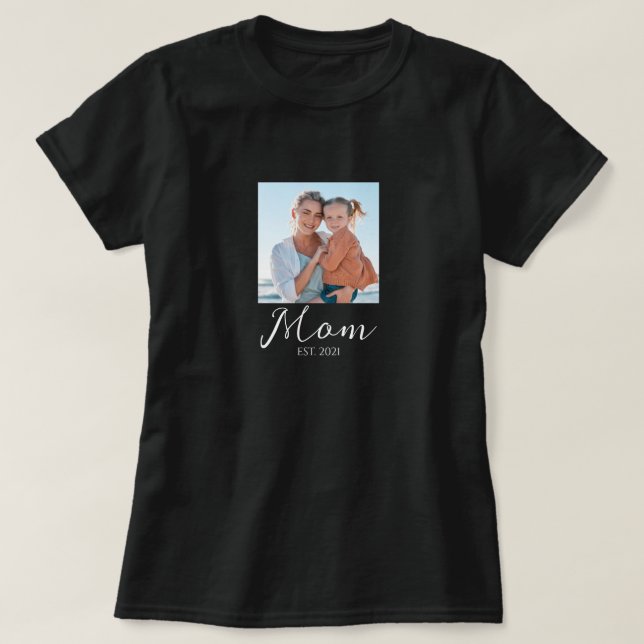 Mom Established Script Photo T-Shirt (Design framsida)