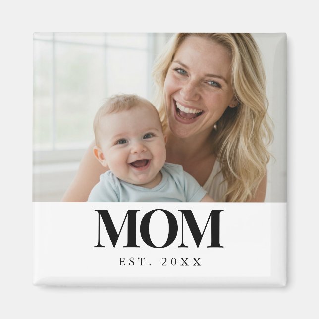 MOM Established Svart Typografi Foto Present Magnet (Framsidan)