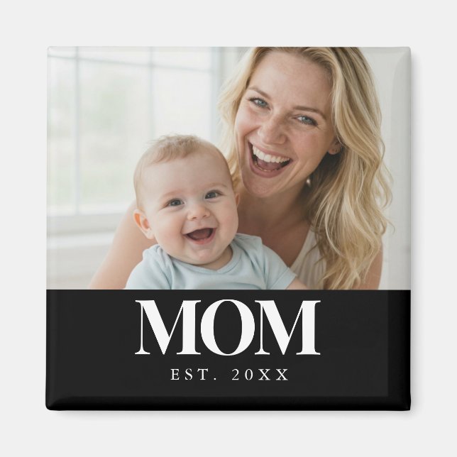 MOM Established Vit Typografi Foto Present Magnet (Framsidan)