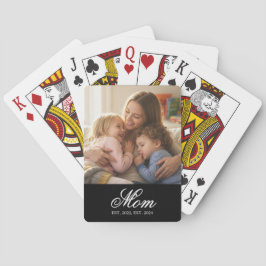 Mom Established White Elegant Script Photo Casinokort