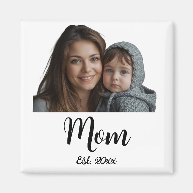 Mom Established Year Black Modern Script  Magnet (Framsidan)