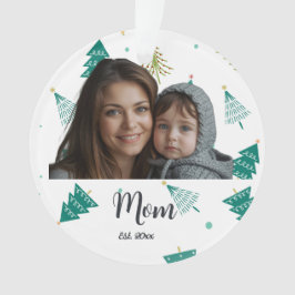 Mom Established Year Christmas Tree Modern Script 